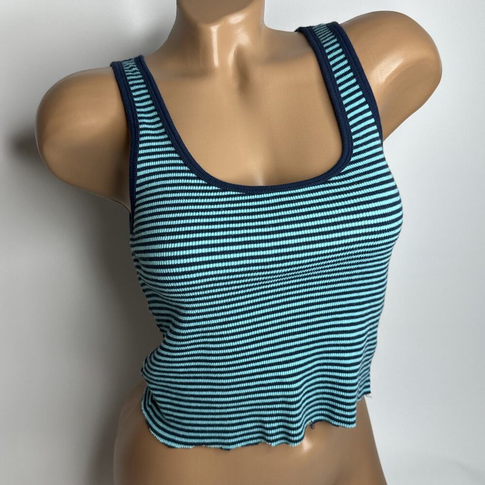 Old Navy Striped Ribbed Tank Top M Y2K 2000s Baby Tee Cropped Grunge Stretch